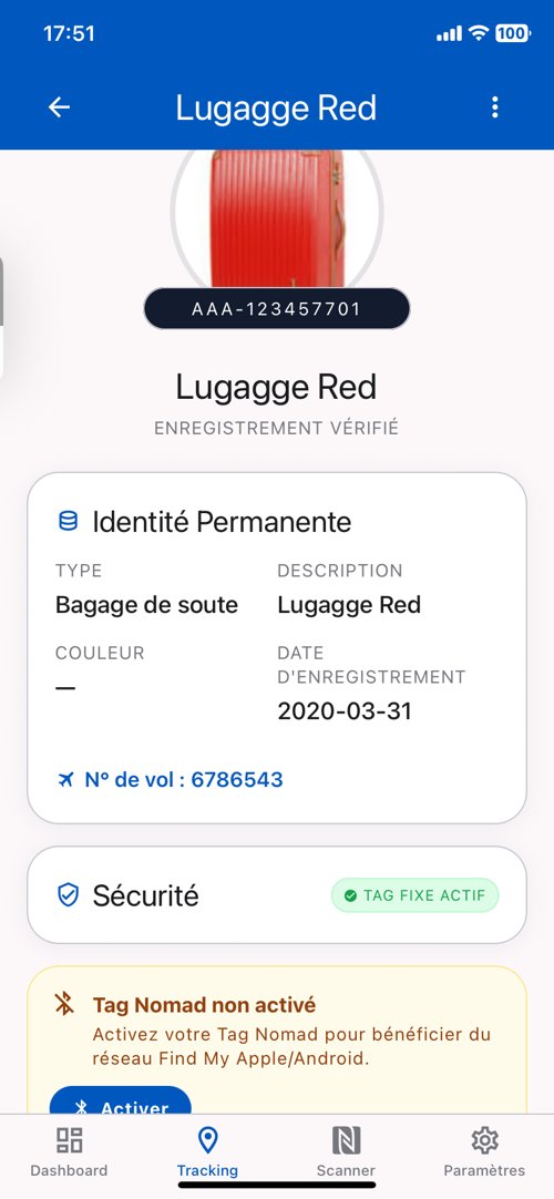 Détail bagage avec Tag Nomad